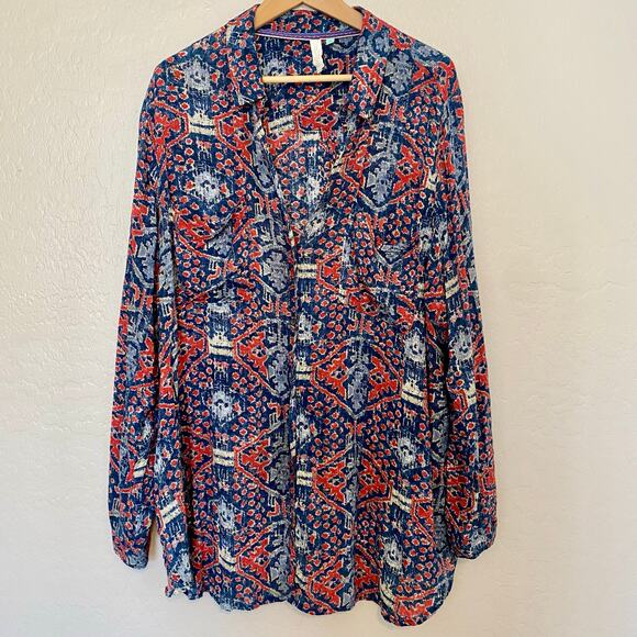 Pilcro Anthropologie Leilani Button Up Top Blouse Womens Size 3X Boho Western - Picture 1 of 4